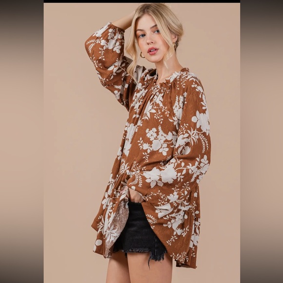 Boho Floral Print Long Sleeve Top - Picture 4 of 7